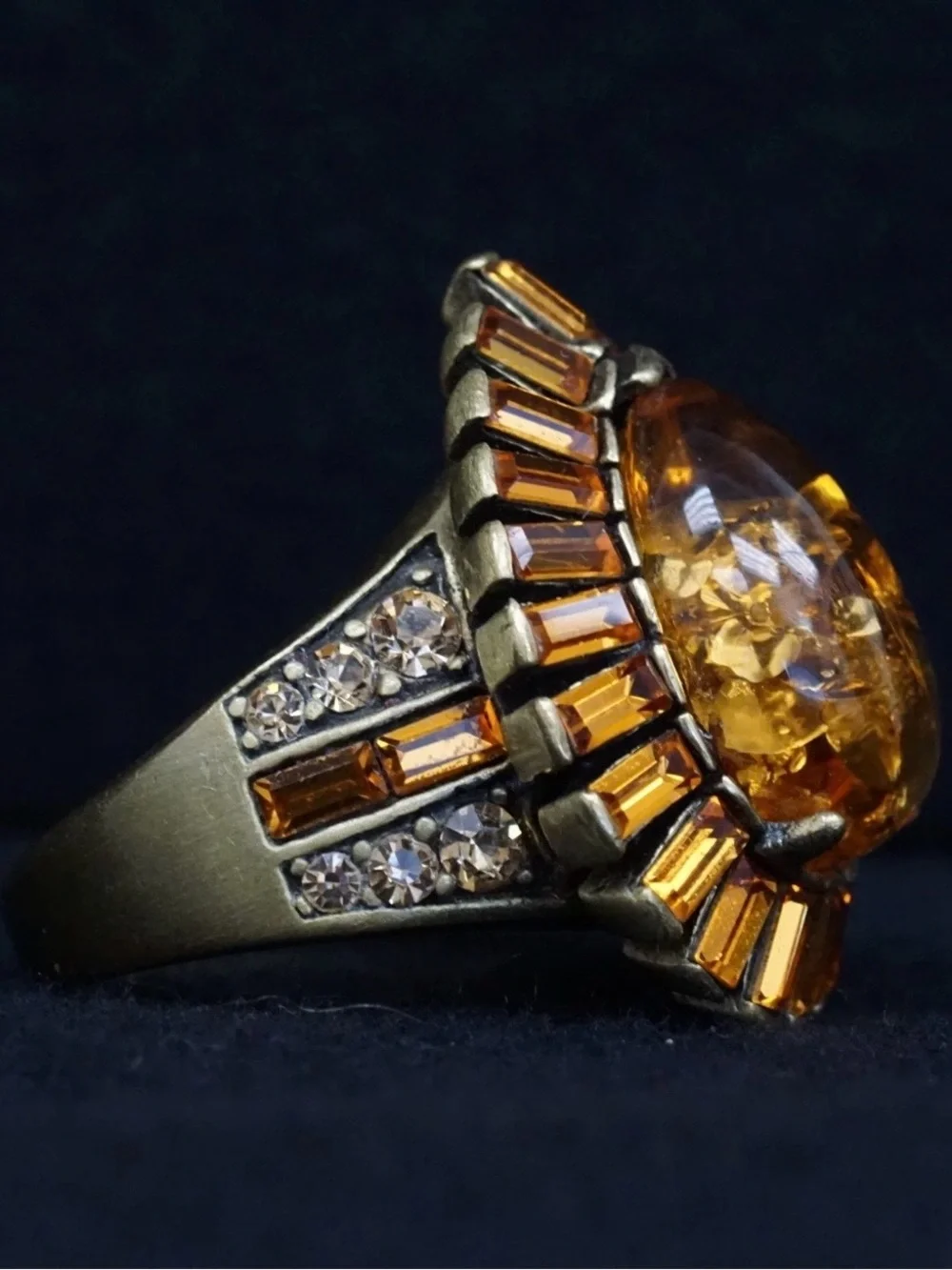 Heidi Daus Simulated Amber Teardrop Ring *Size 6 3/4
